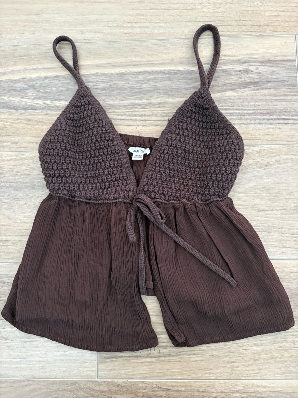 Garage Crochet Brown Cami Top